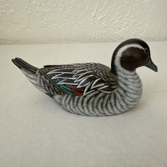 Wooden Duck Decoy Mallard Hand Carved Painted Small Shelf Sitter Art 5" - Picture 3 of 9